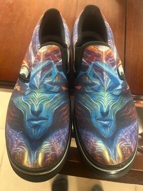 Men's Slip-On Art Print Canvas Shoes in Blue